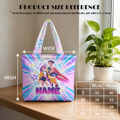 Personalized HUNTR/X Pop-Art Pink-Blue Tote Bag