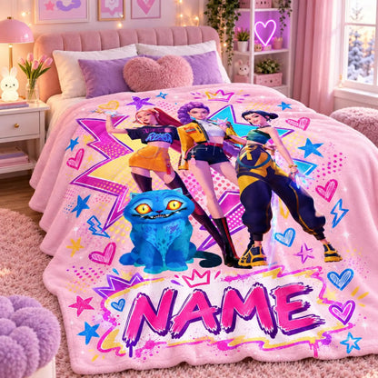 KPop Demon Hunters Huntrix Graffiti Blanket